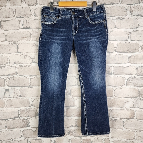 Silver Suki Jean Capris Factory Fade 5 Pocket 25.5" Inseam Blue Size 30W - Picture 2 of 16